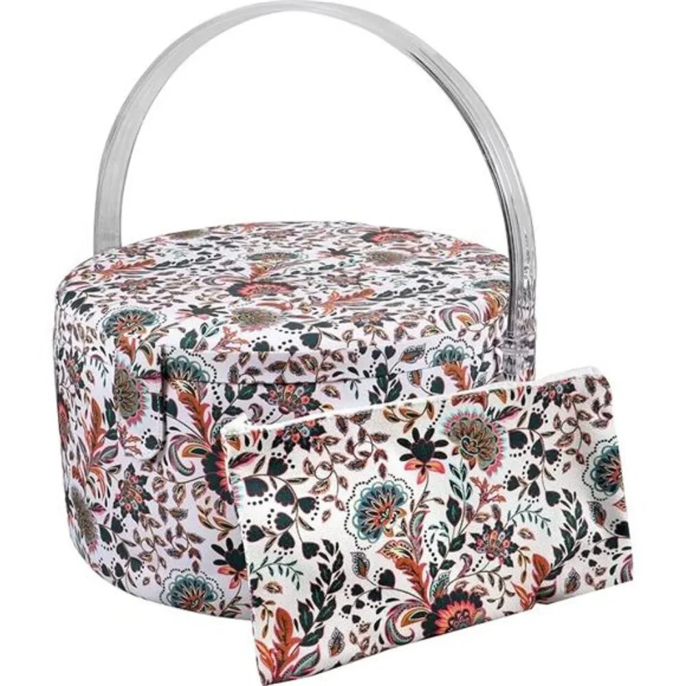 SINGER Premium Round Large Sewing Basket with Matching Zipper Pouch | 30% More